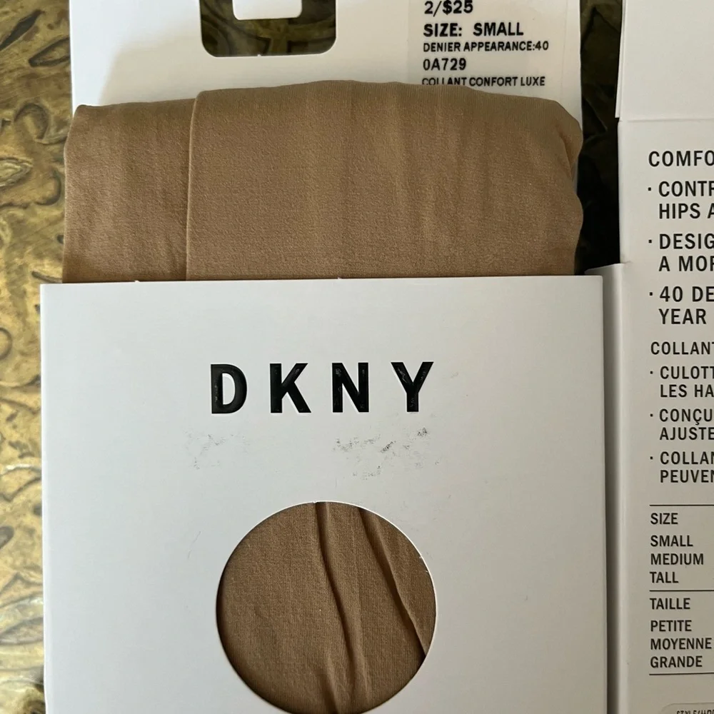 DKNY Women's Comfort Luxe Opaque Tights Collants Caramel Small Petite NEW